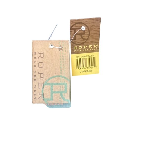 Roper Denim Embroidered Western Cowboy Boots Women’s Size 9 Blue Gold Stitch New - Picture 14 of 14